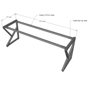 Bàn làm việc 200x60cm gỗ cao su chân sắt hệ Kconcept HBKC024