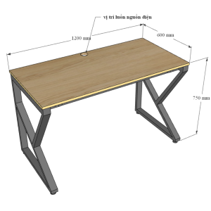 Bàn làm việc 120x60cm gỗ Plywood melamin vân sồi chân sắt hệ Kconcept HBKC028