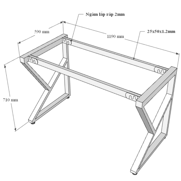 Bàn làm việc 120x60cm gỗ Plywood melamin vân sồi chân sắt hệ Kconcept HBKC028