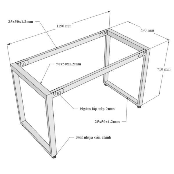 Bàn làm việc 120x60cm gỗ Plywood melamin màu bê tông hệ Rectang HBRT043