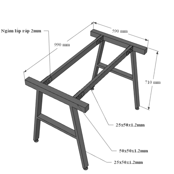 chân sắt lắp ráp cho bàn bàn 100x60cm