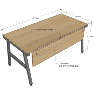 Bàn làm việc 160x80cm gỗ Plywood phủ melamin chân sắt Aconcept HBAC038