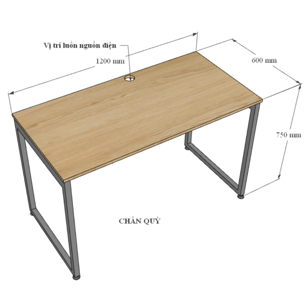 Bàn làm việc 120x60cm gỗ Plywood phủ melamin chân hệ Slean HBSL004