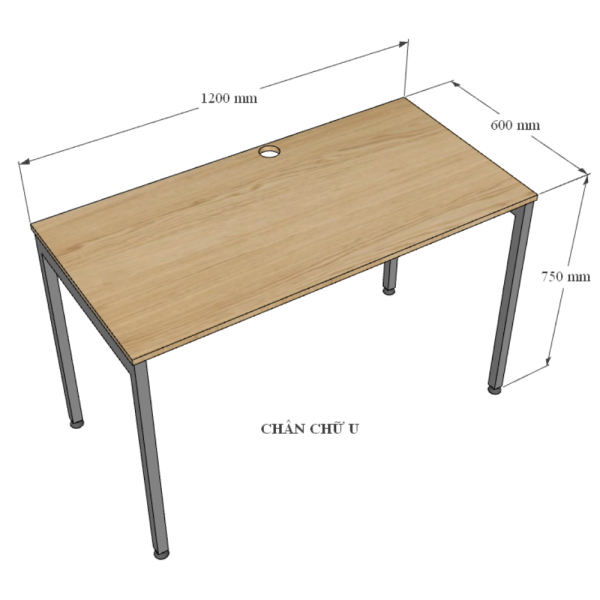 Bàn làm việc 120x60cm gỗ Plywood phủ melamin chân hệ Slean HBSL004