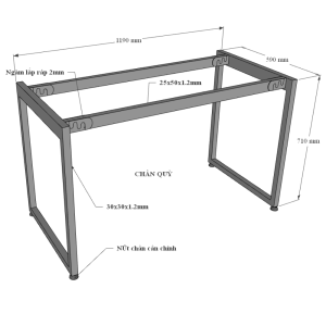 Bàn làm việc 120x60cm gỗ Plywood phủ melamin chân hệ Slean HBSL004