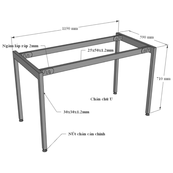 Bàn làm việc 120x60cm gỗ Plywood phủ melamin chân hệ Slean HBSL004