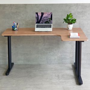 Bàn góc chữ L liền mặt bàn plywood chân sắt hệ TIO HBTO017