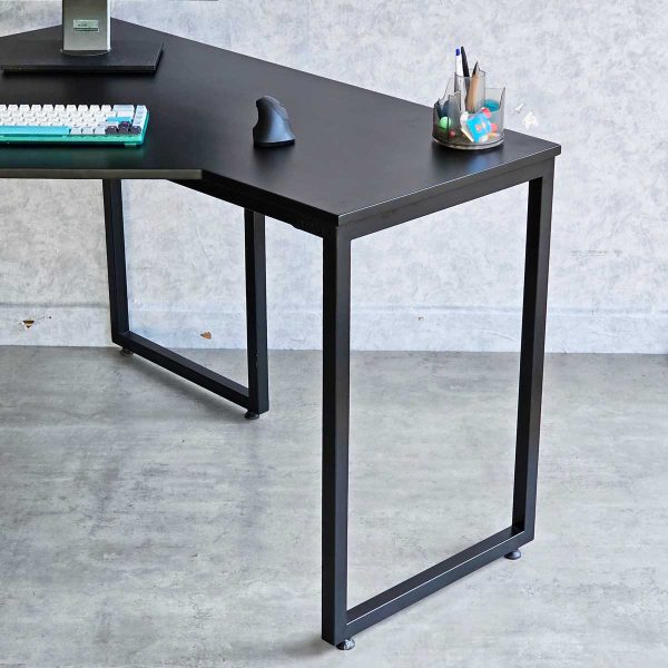 Bàn làm việc góc L 120x120cm gỗ cao su chân sắt lắp ráp sơn màu CD68024