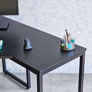 Bàn làm việc góc L 120x120cm gỗ cao su chân sắt lắp ráp sơn màu CD68024