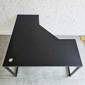 Bàn làm việc góc L 120x120cm gỗ cao su chân sắt lắp ráp sơn màu CD68024
