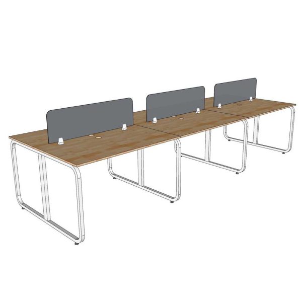 Bàn làm việc cụm 6 người ngồi chân sắt hệ Minimal HBMN0033