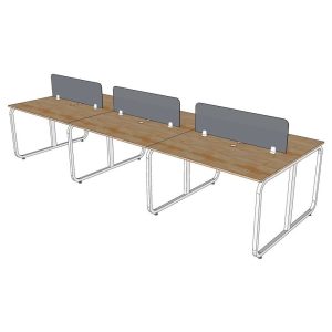 Bàn làm việc cụm 6 người ngồi chân sắt hệ Minimal HBMN0033