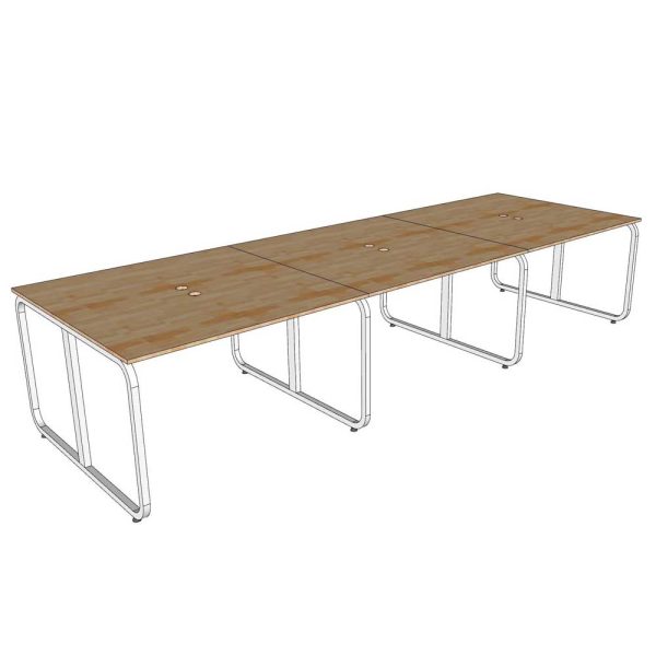 Bàn làm việc cụm 6 người ngồi chân sắt hệ Minimal HBMN0033
