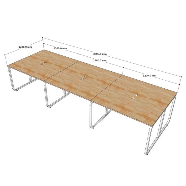 Bàn làm việc cụm 6 người ngồi chân sắt hệ Minimal HBMN0033