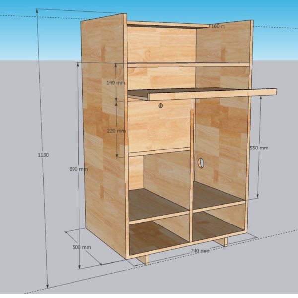 Bàn máy tính đa năng 74x50cm gỗ cao su COD68056