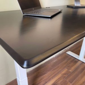 Bàn nâng hạ FlexiDesk mặt khuyết gỗ cao su chân 3 khớp chỉnh điện FLD012