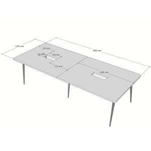 Bàn họp 2.8m gỗ Tràm chân CONE - HBCO050