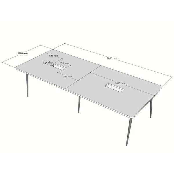 Bàn họp 2.8m gỗ Tràm chân CONE - HBCO050