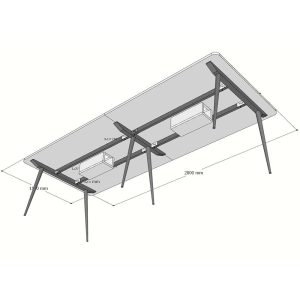 Bàn họp 2.8m gỗ Tràm chân CONE - HBCO050
