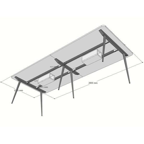 Bàn họp 2.8m gỗ Tràm chân CONE - HBCO050
