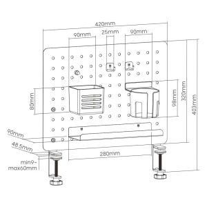 Bàng Pegboard gắn bàn tiện lợi 420x332x157mm khung sắt BPEG003