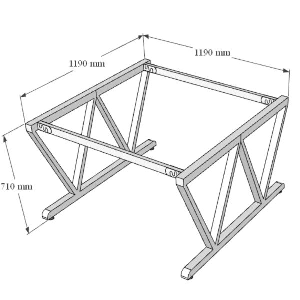 BNV68054 - Bàn cụm 2 gỗ cao su chấn sắt chữ V (120x120x75cm)