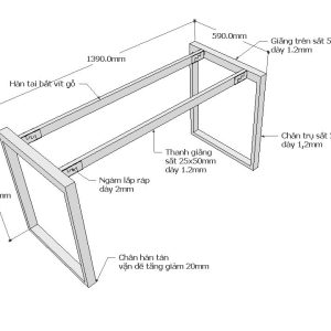 chân bàn kích thước 25x50