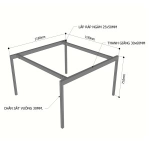 Chân sắt lắp ráp cho bàn 120x120cm hệ Slean HCSL015