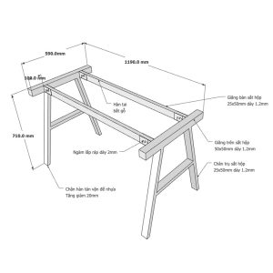 Kích thước chân bàn sắt lắp ráp