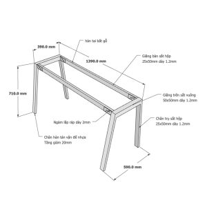 Kích thước Chân bàn sắt lắp ráp