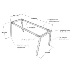 Kích thước Chân bàn sắt lắp ráp