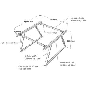 Kích thước chân bàn sắt lắp ráp