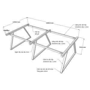 Kích thước chân bàn sắt lắp ráp