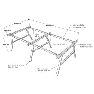 Kích thước chân bàn sắt lắp ráp