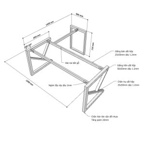 Kích thước Chân bàn sắt lắp ráp