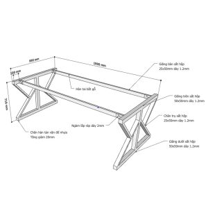 Kích thước chân bàn sắt lắp ráp