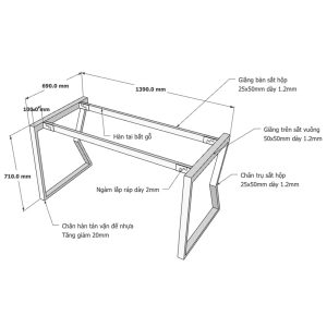 Kích thước Chân bàn sắt lắp ráp