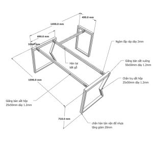Kích thước Chân bàn sắt lắp ráp