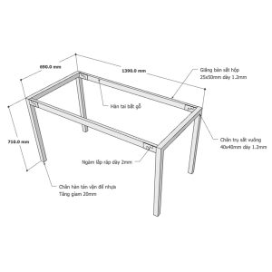 Kích thước chân bàn sắt lắp ráp