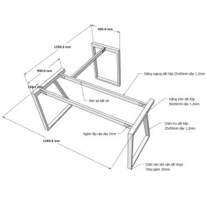 kích thước chân bàn sắt lắp ráp
