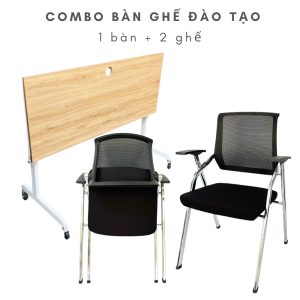 Bộ bàn chân gấp có bánh xe và 2 ghế gấp gọn CB68165