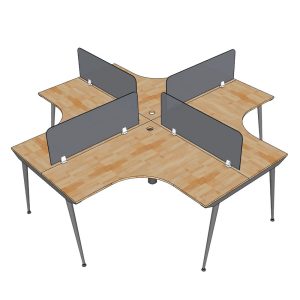 Bàn cụm 4 chỗ ngồi hình chữ thập 240x240cm chân sắt lắp ráp hệ CONE HBCO053
