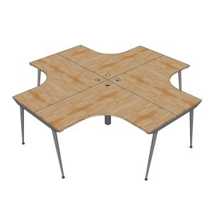 Bàn cụm 4 chỗ ngồi hình chữ thập 240x240cm chân sắt lắp ráp hệ CONE HBCO053