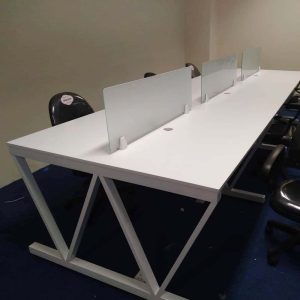 Bàn cụm 6 chỗ 120x360cm gỗ cao su chân sắt Concept V lắp ráp