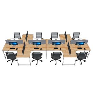 Bàn cụm 8 chỗ bản mở rộng gỗ cao su chân sắt hệ Slean HBSL033
