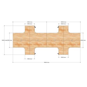 Bàn cụm 8 chỗ bản mở rộng gỗ cao su chân sắt hệ Slean HBSL033