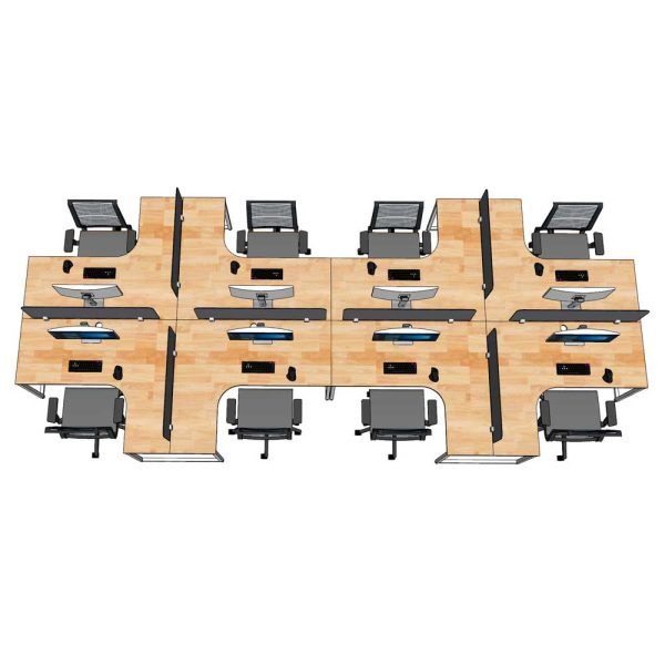 Bàn cụm 8 chỗ bản mở rộng gỗ cao su chân sắt hệ Slean HBSL033