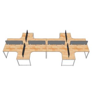 Bàn cụm 8 chỗ bản mở rộng gỗ cao su chân sắt hệ Slean HBSL033