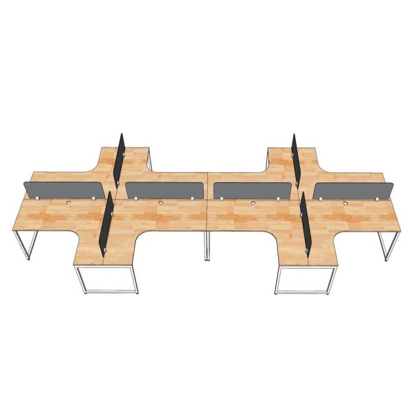 Bàn cụm 8 chỗ bản mở rộng gỗ cao su chân sắt hệ Slean HBSL033