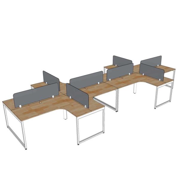 Bàn cụm 8 chỗ bản mở rộng gỗ cao su chân sắt hệ Slean HBSL033